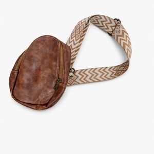Brown Faux Leather Crossbody Belt Bag